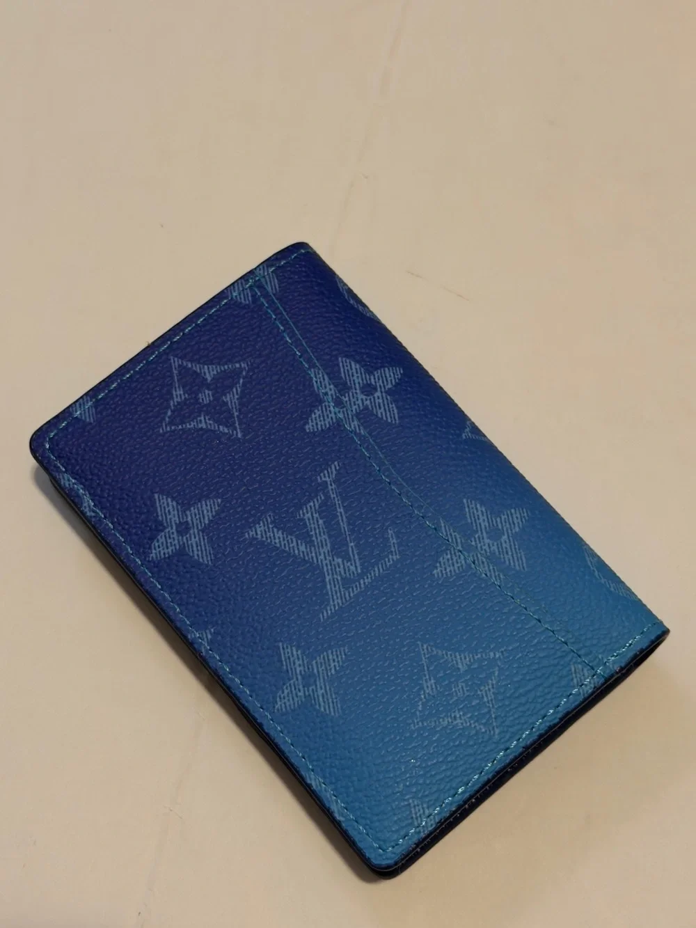 Louis Vuitton Blue Monogram Card & Key Holder with White Accent